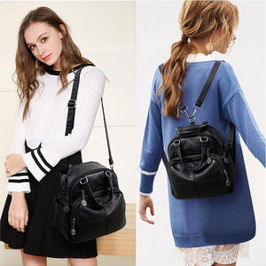 Multifunction leather backpack for women