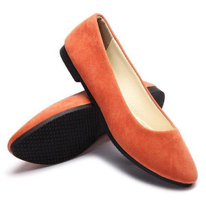 Big Size Suede Candy Color Pure Color Pointed Toe Light Slip On Flat Loafers