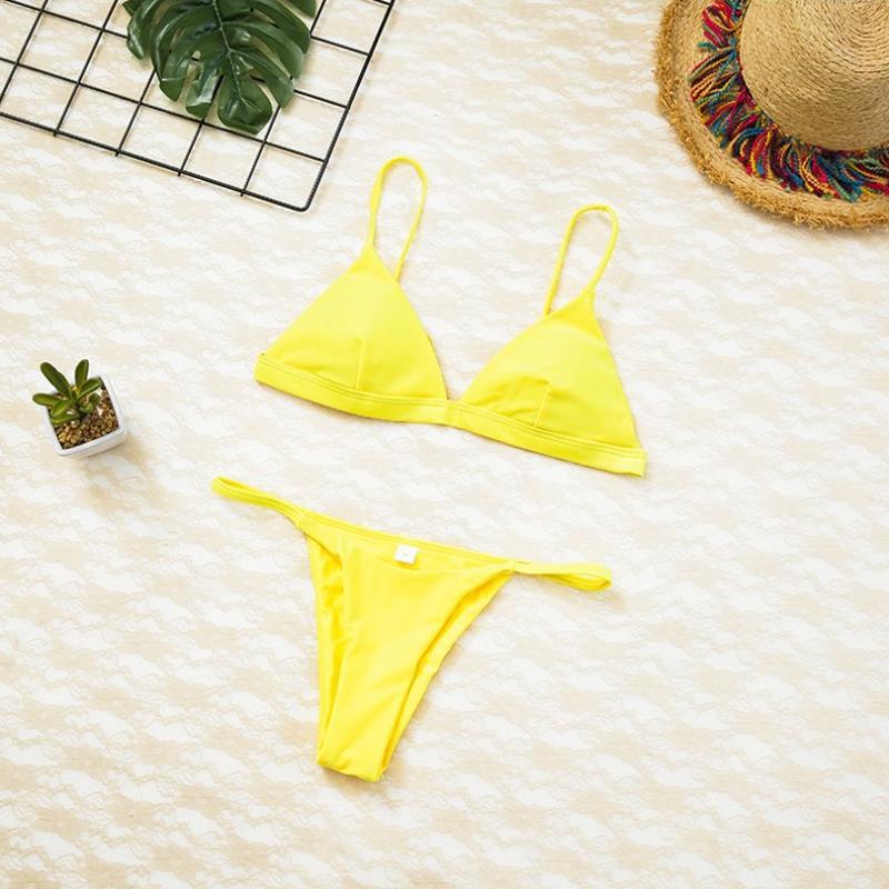 Solid Color Bikini Set