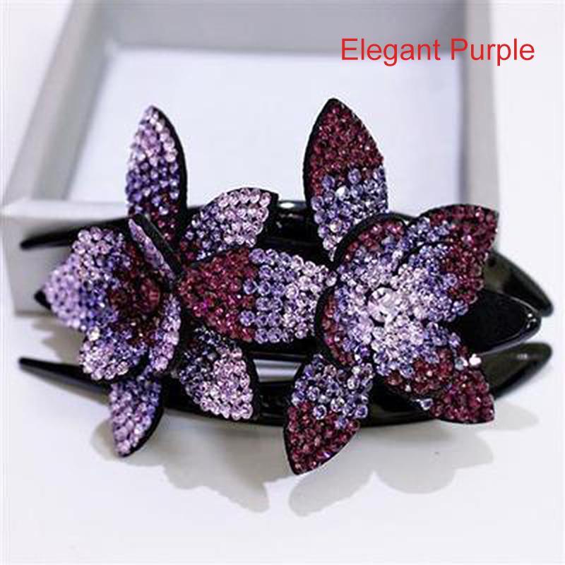 Rhinestone Double Flower Hair Clip