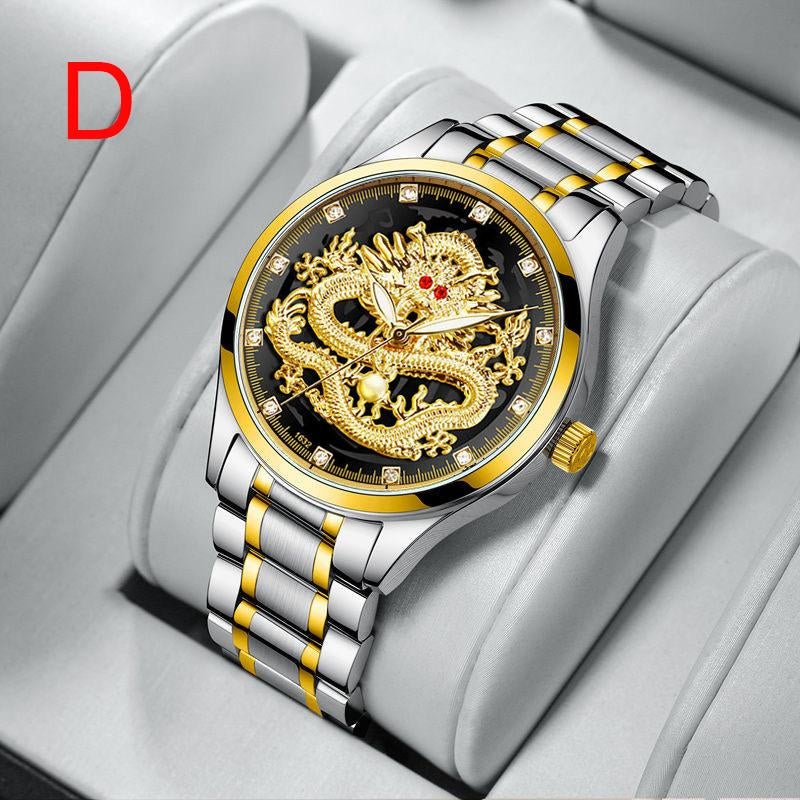 Fashionable Embossed Golden Dragon Watch