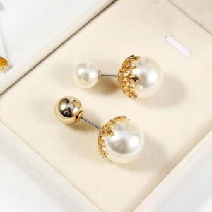 Women Vintage Pins Double Head Simulation Pearl Big Brooches, 5PCs