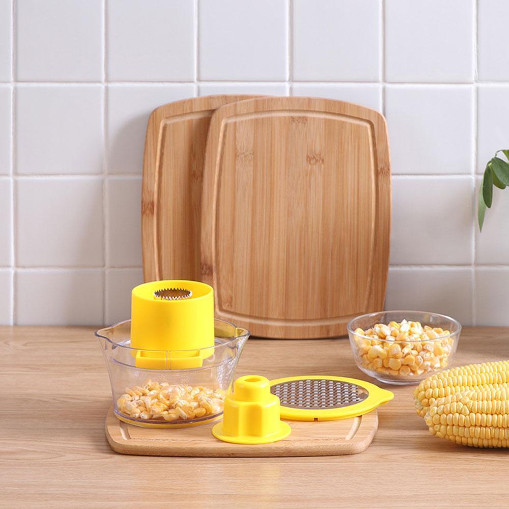 Cob Corn Stripper With Built-In Measuring Cup And Grater