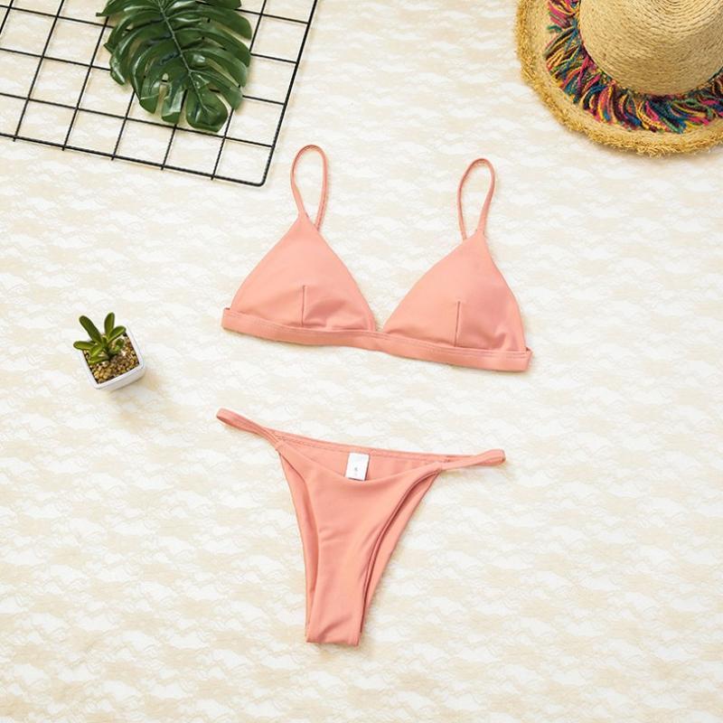 Solid Color Bikini Set