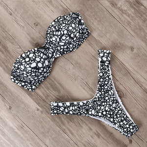 Leopard bikini set push up swimsuit female summer