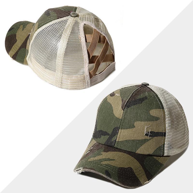 New Mesh Cross Outout Ponytail Baseball Cap