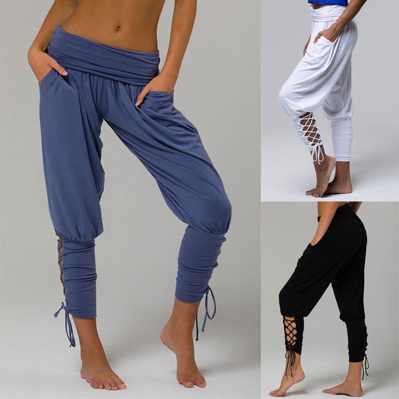 Lace-up Bandage Elastic Waist Jogger Pants Yoga Leggings