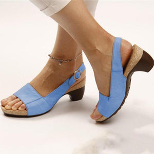 Women Elegant Low Chunky Heel Comfy Sandals