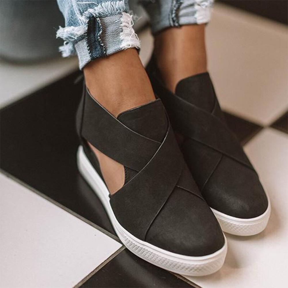 Women's Cut-Out Wedge Sneakers Back Zipper Shoes