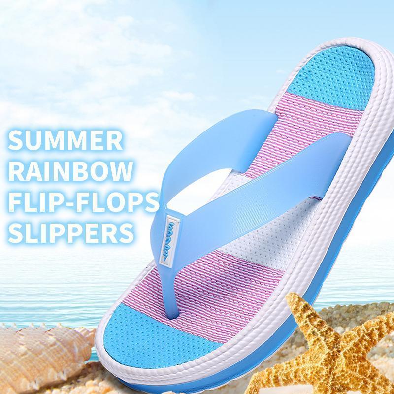 Women Soft Rainbow Flip-Flops Slippers