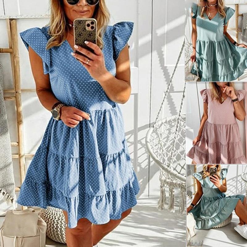 V-neck Ruffled Dress