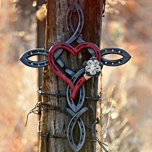 Natural horsehsoe cross with heart