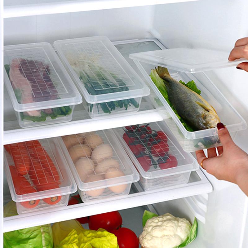 Refrigerator Storage Box with Drain Tray