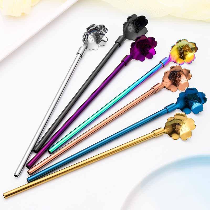 Flower-shaped Drinking Straw Spoon