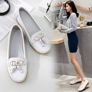 Women’s Leather Loafers Breathable Slip on Driving Shoes