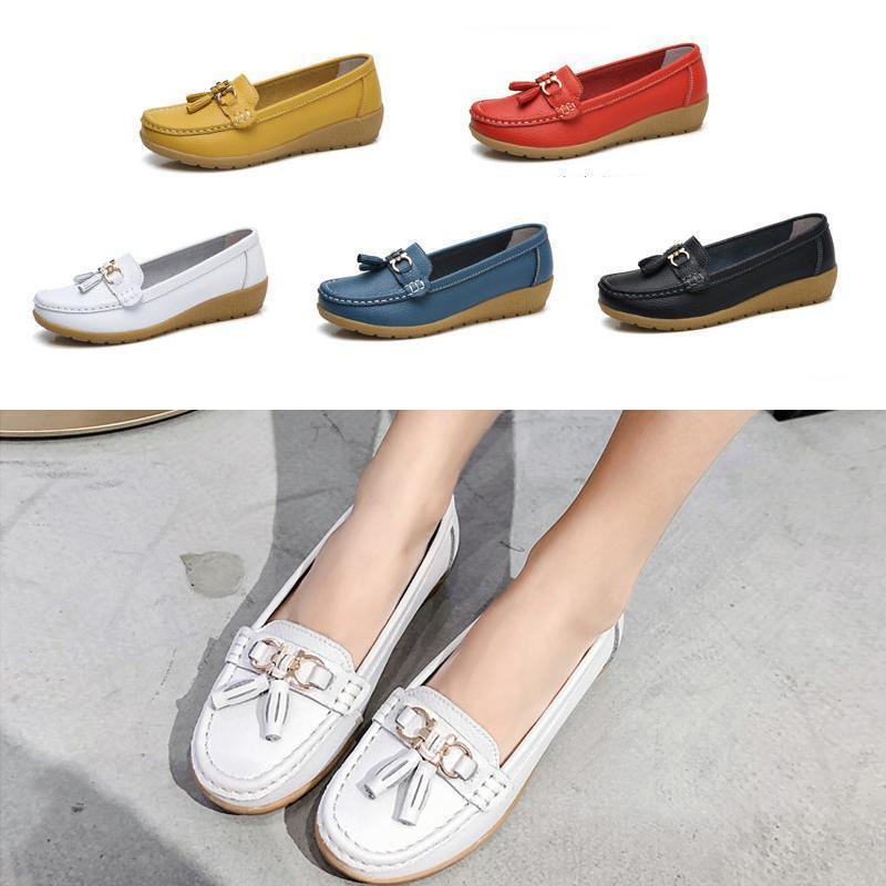 Women’s Leather Loafers Breathable Slip on Driving Shoes