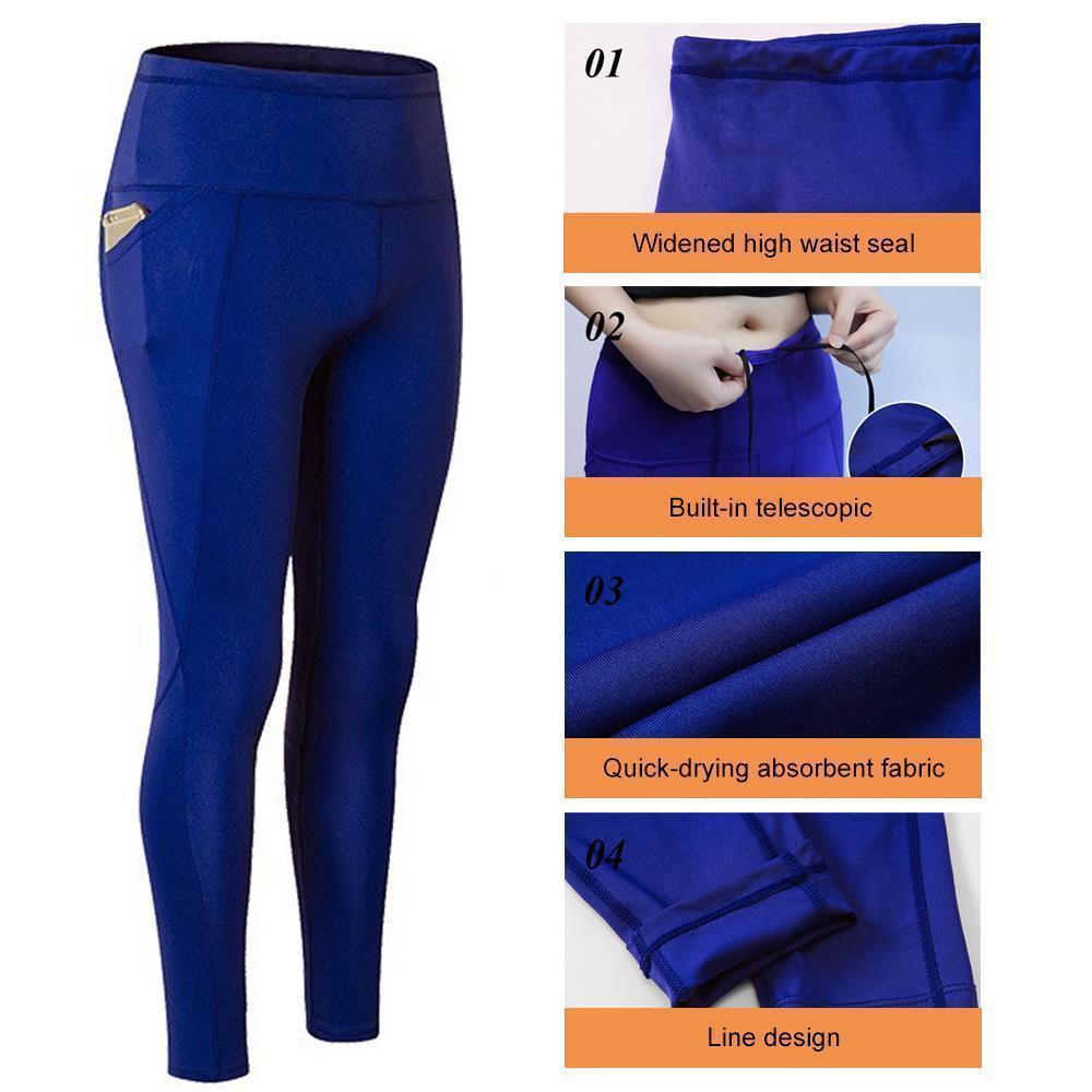 High Waist Yoga Pants with Telescopic Drawstring