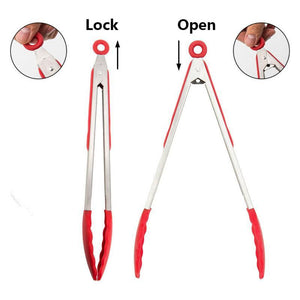 Stainless Steel Food Tongs with Silicone Tips