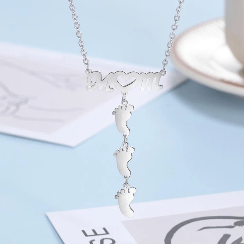 Stainless Steel Necklace with Doll's Feet