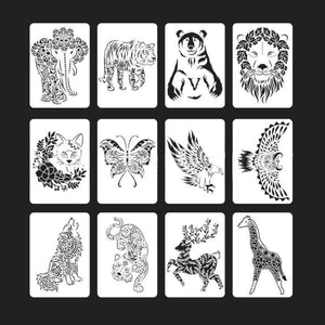 Fast Draw Stencil Art Templates( 12 Sheets/Set )