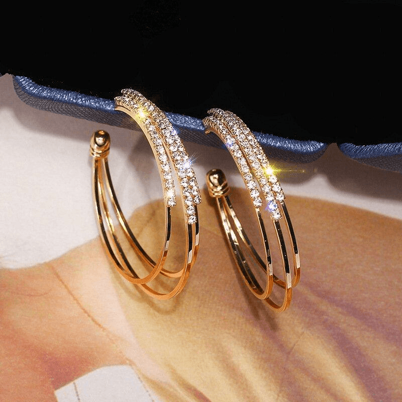 Shiny Diamond Hoop Earrings