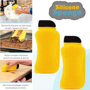 3-in-1 Silicone Cleaning Brush Scrub，Scrape & Squeegee