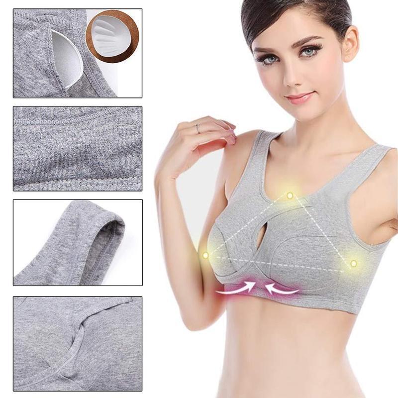 Women Anti-Sagging Cotton Sports Bra, 3 packs