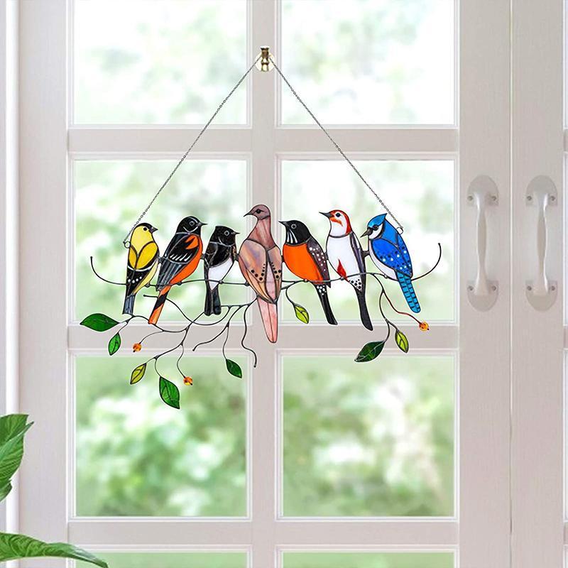 Stained Bird Window Hanging Suncatcher