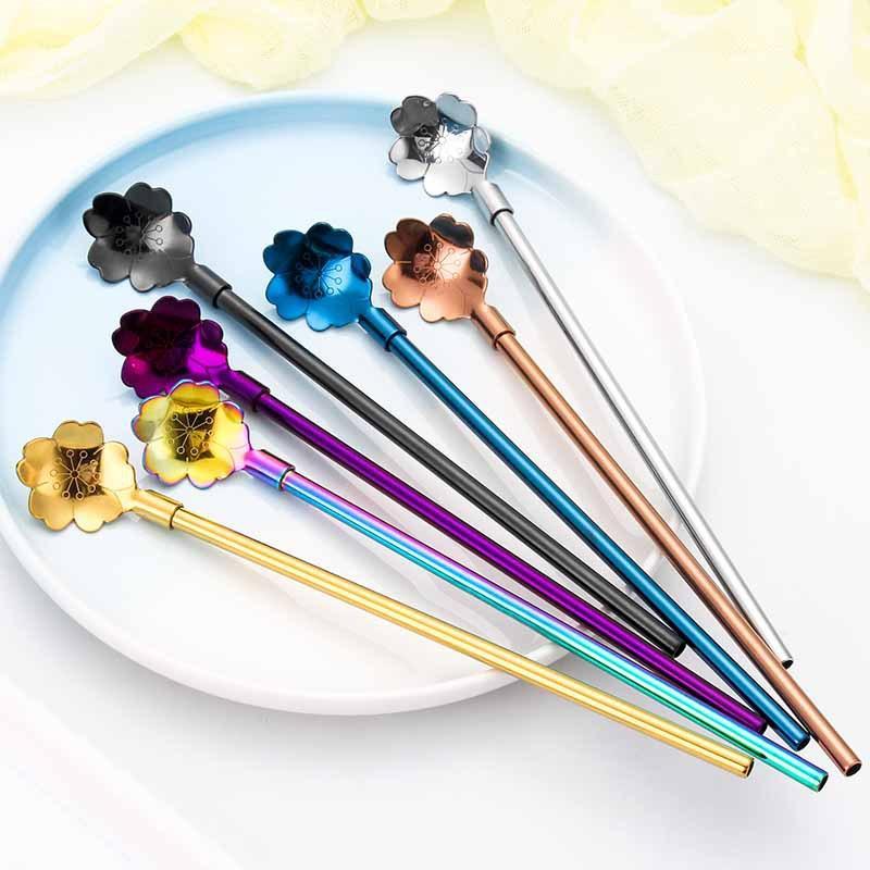 Flower-shaped Drinking Straw Spoon