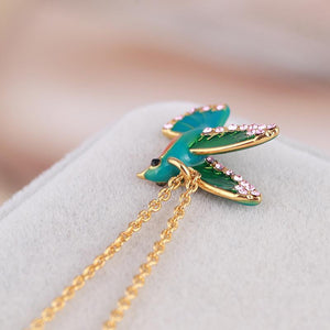 Colorful Diamond Hummingbird Necklace