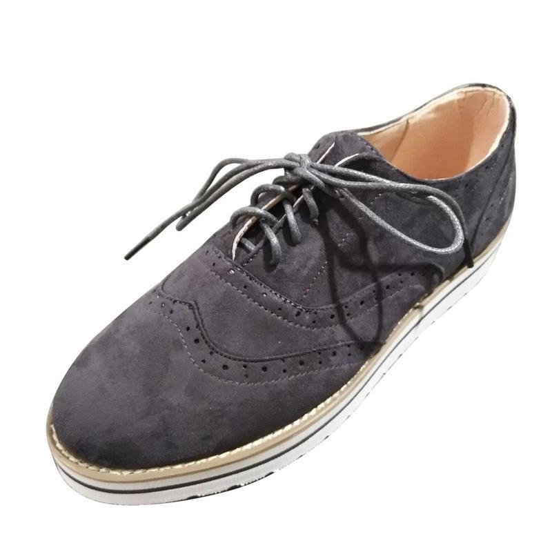 Women's flat suede casual shoes round toe