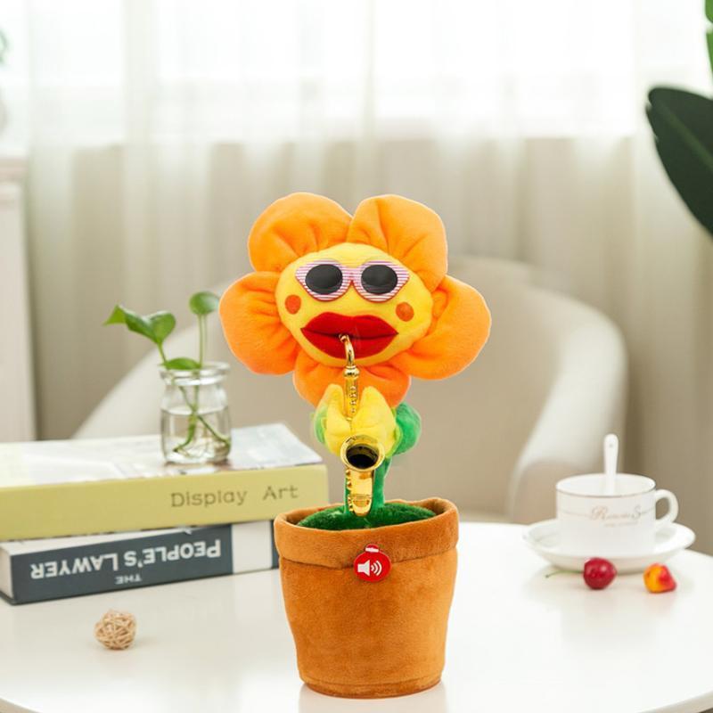 Sunflower singer with saxophone, funny toy