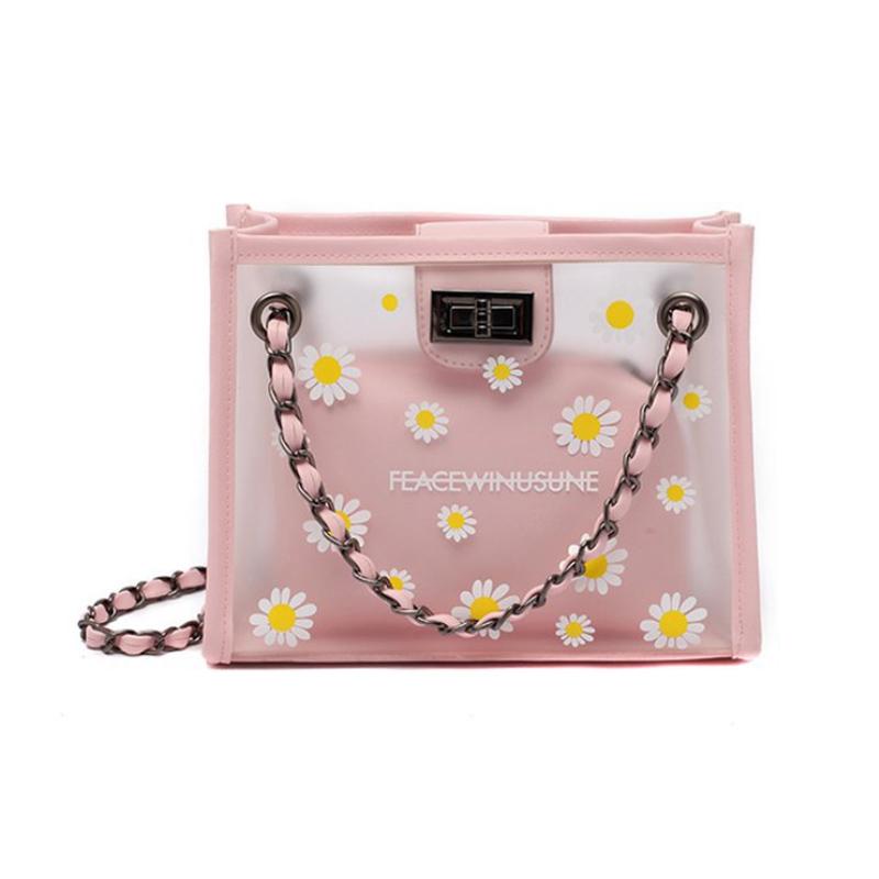 Daisy transparent chain small square bag