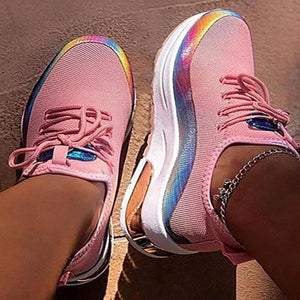 Colorblock Lace-up Breathable Sneakers