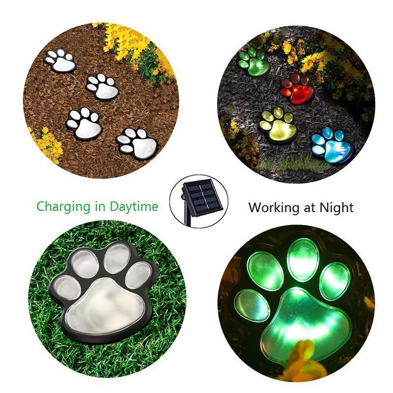 Solar-Powered Paw Print Lights Garden Lantern