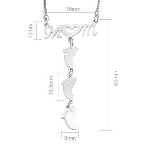 Stainless Steel Necklace with Doll's Feet