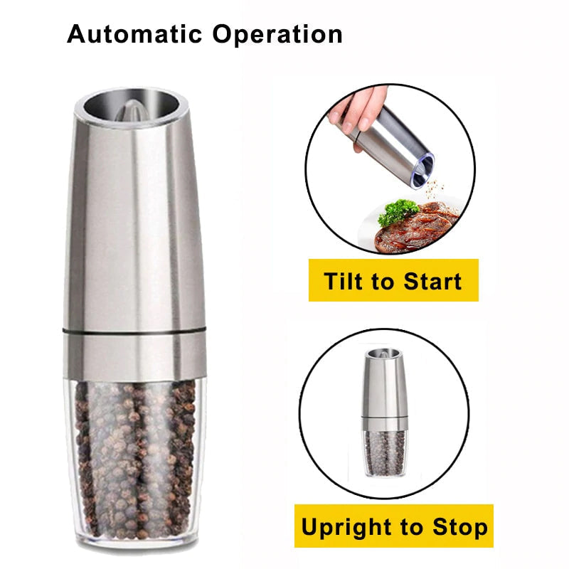 Automatic Electric Gravity Induction Salt and Pepper Grinder