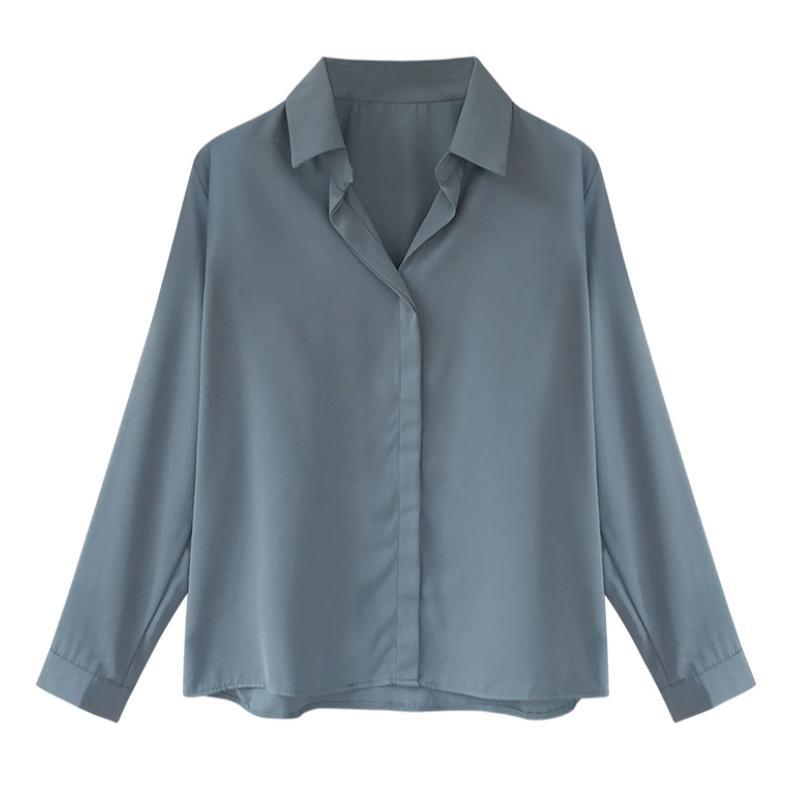 Women Solid Color Chiffon Shirts