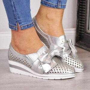 Women Casual Leather Flats BOWKNOT SNEAKERS