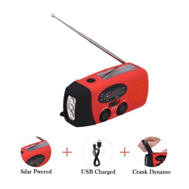 Solar Hand-cranked Radio with LED Flashlight