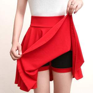 A-line Elastic Waist Pleated Shorts Skirts