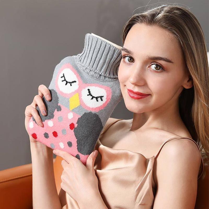 Rubber Hot Water Bottle with Knit Cover