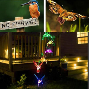 Color-Changing Solar LED Waterproof Hummingbird Wind Chimes