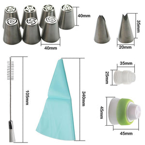 Stainless steel spout set (13 pieces) for cupcakes and cake decoration action