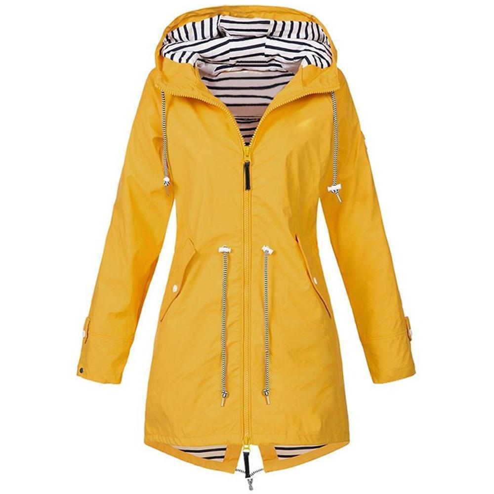 Long waterproof hooded jacket