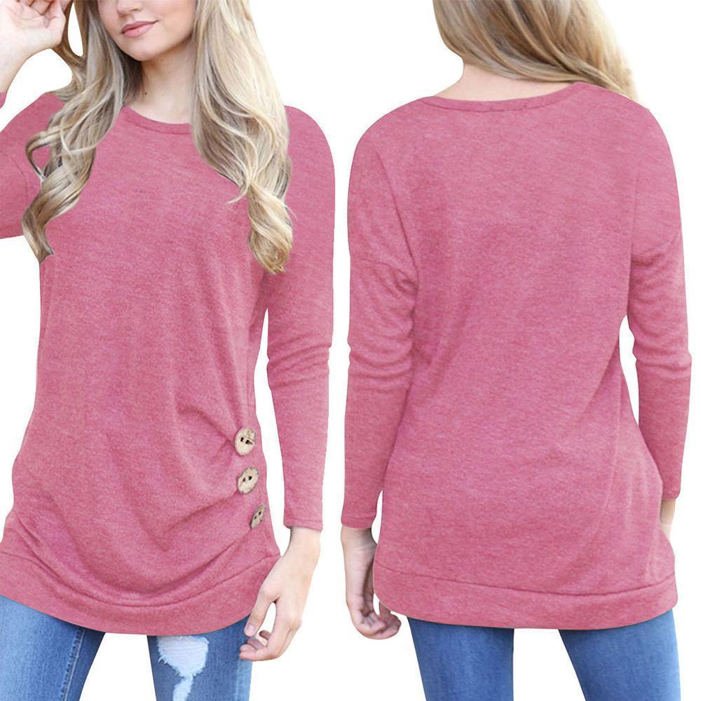 Women's Casual Long Sleeve Round Neck Shirt