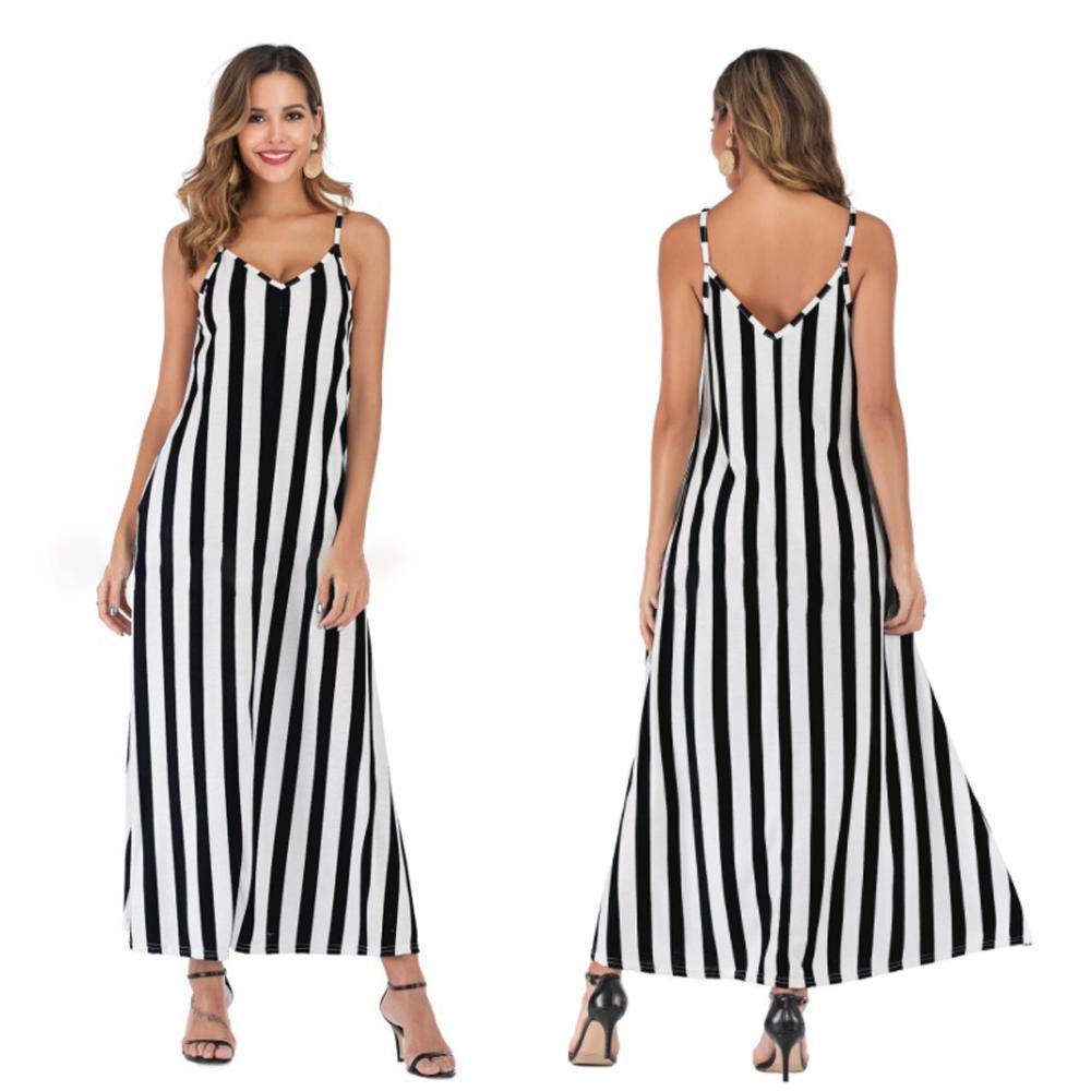 Casual Striped Straps Overhead Summer Dress