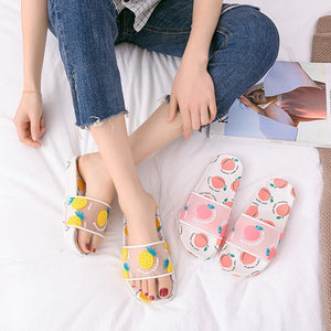 Transparent Fruits Pattern Flat Sandals