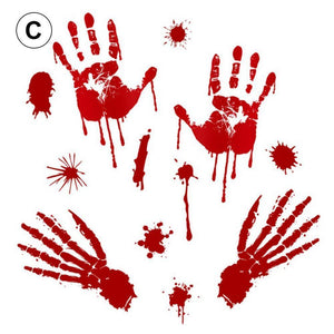 Halloween blood hand footprints wall stickers