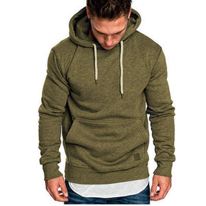 Loose Plain Lace Up Pullover Men's Hoodie with Pocket